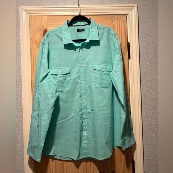 Alfani Long Sleeve Button up Mens XXL Regular Fit Mint Green Cotton Polyester - Picture 1 of 6